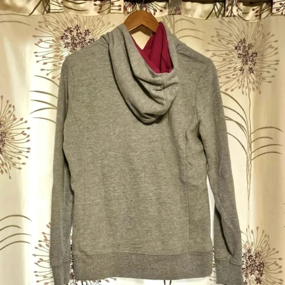 The North Face Sweat Shirt Hoodie Grey.| Big Pink Logo Wmns Sz M - Picture 2 of 9
